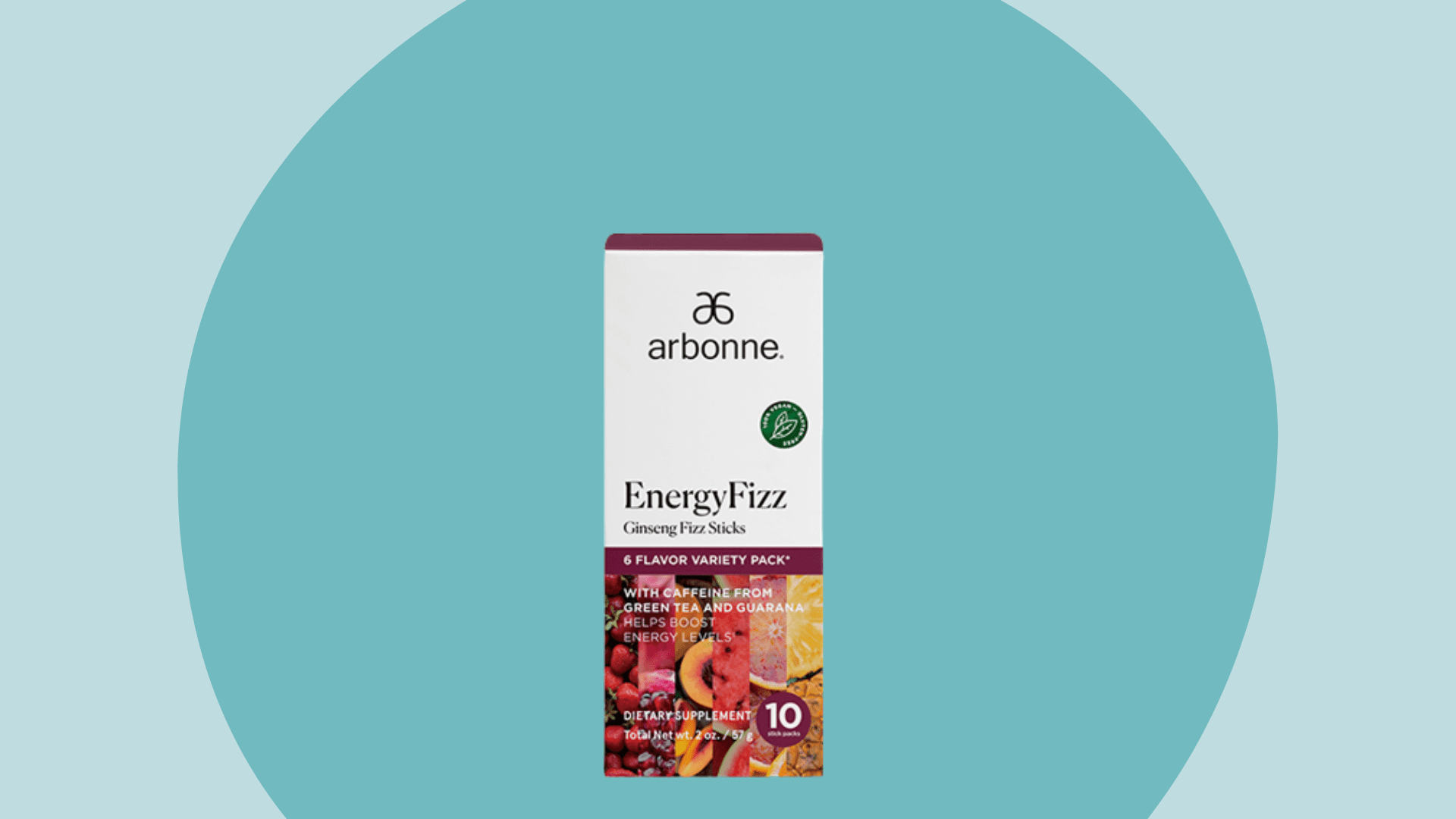 Arbonne Energy Fizz Sticks Dietary Supplement in Circle and in Center