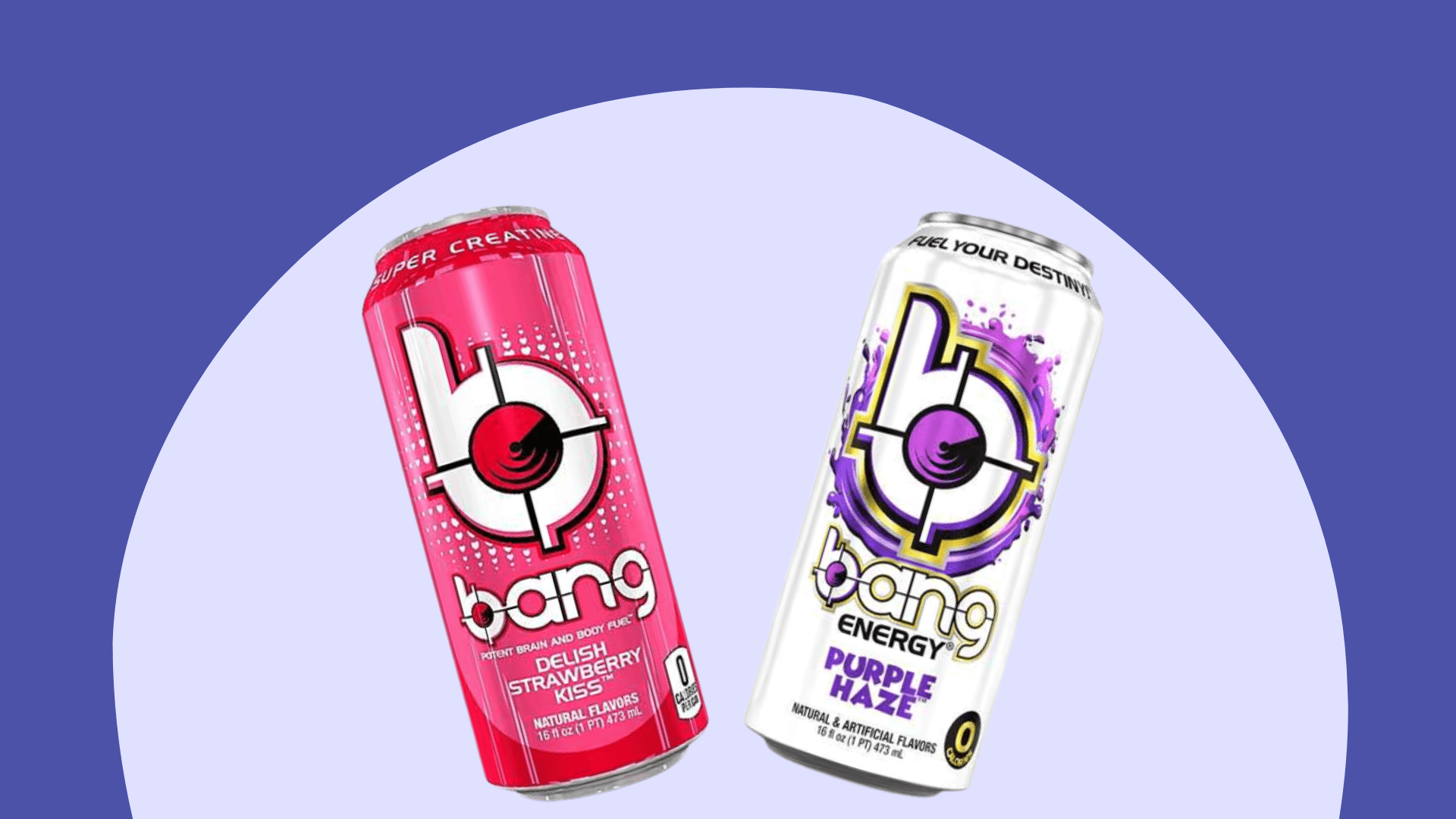 Bang Energy two drinks side by side in center