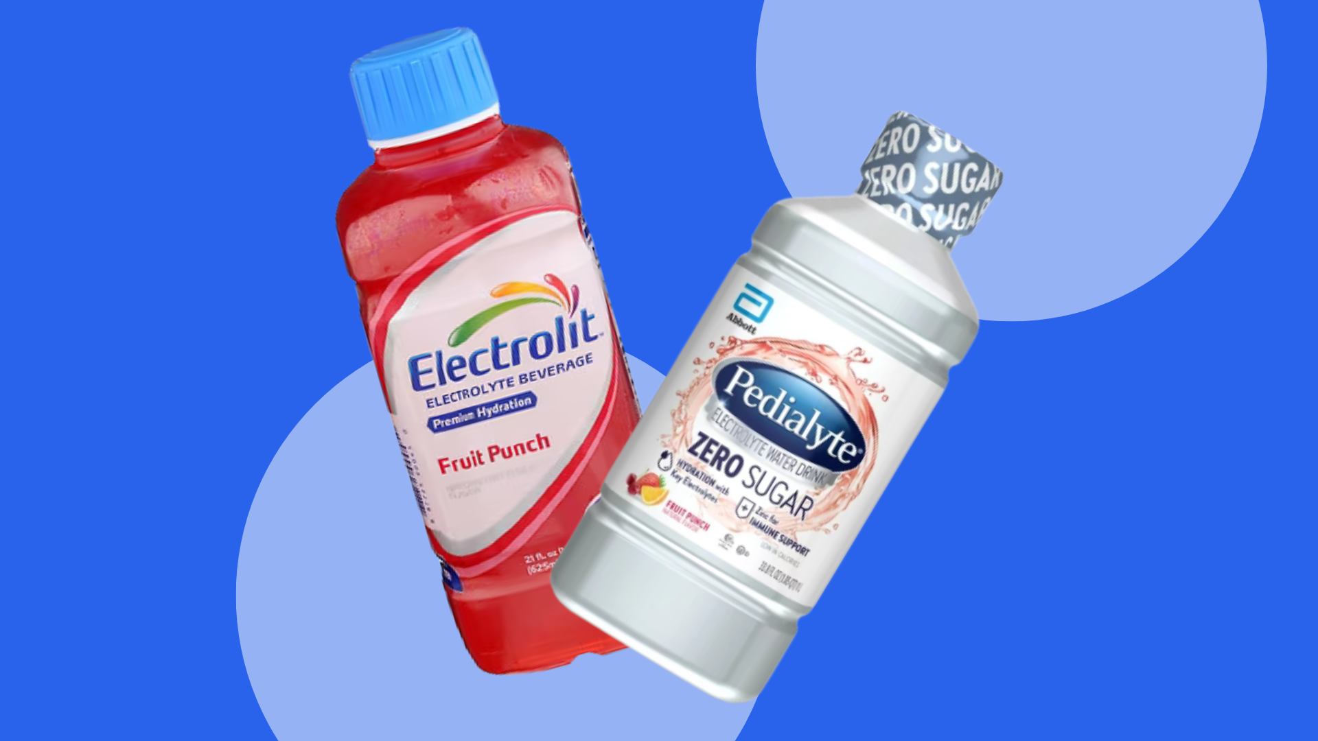 bottle of pedialyte and electrolit side by side